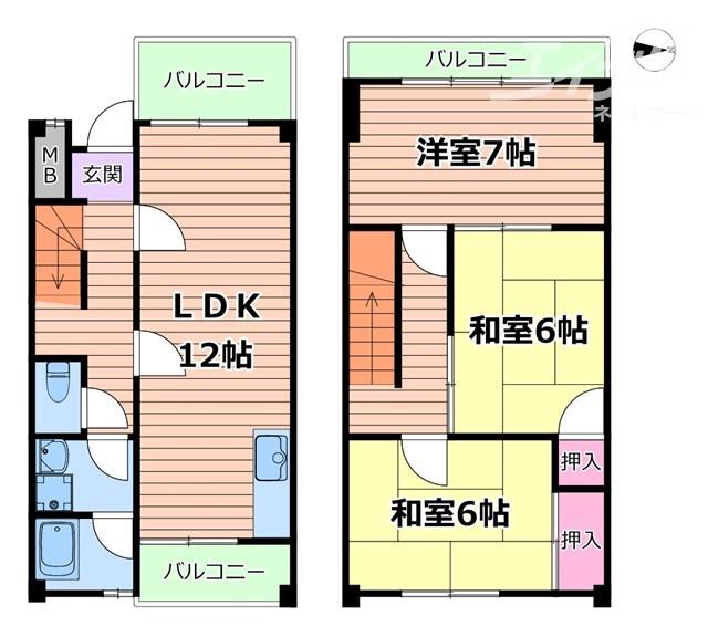 第3清涼マンション(3LDK/2階)の間取り写真
