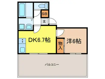 甲南ビル(1DK/4階)の間取り写真