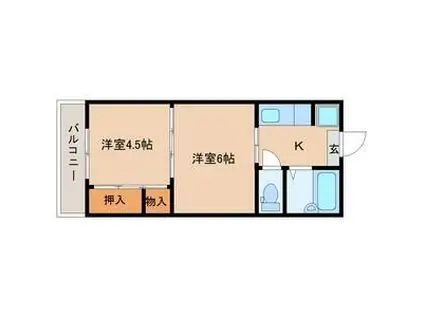 平和マンション上杉(2K/1階)の間取り写真