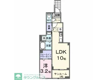 MALIBU(1LDK/1階)の間取り写真