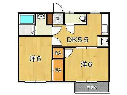 ハイツ富士(2DK/2階)の間取り写真