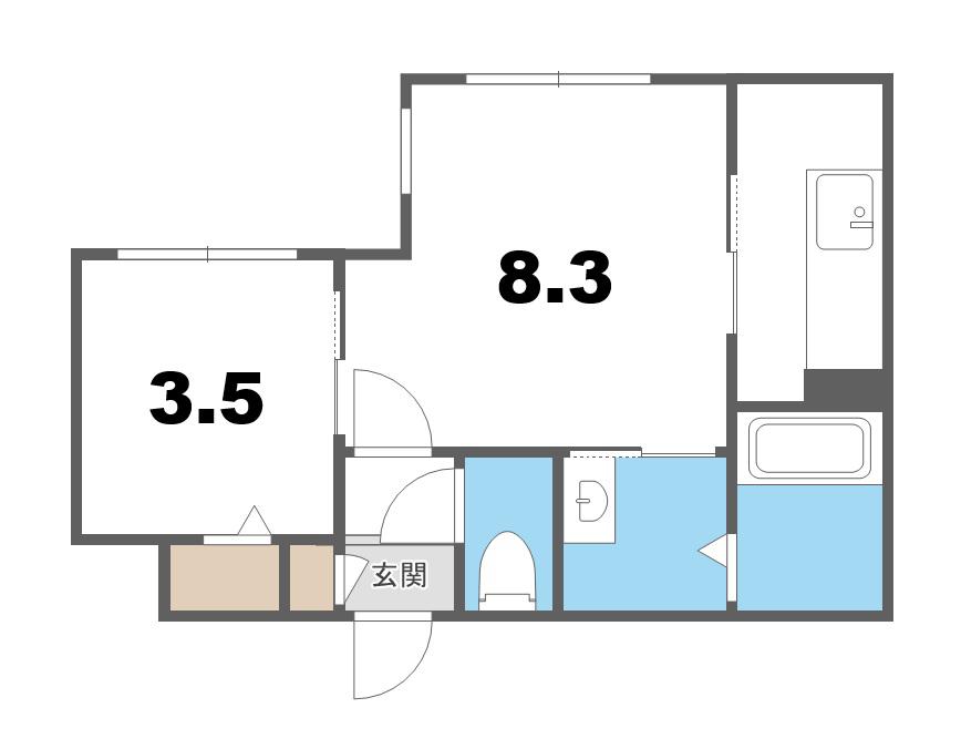 KENT COLLECTION野幌駅前(1LDK/1階)の間取り写真