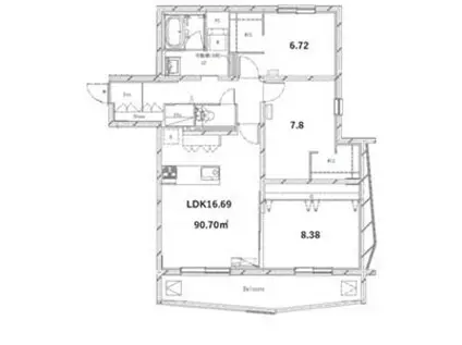 ピオネロ恵庭II(3LDK/2階)の間取り写真