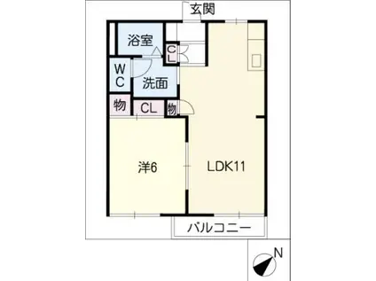 セントリバーハイツ千代崎A棟(1LDK/1階)の間取り写真