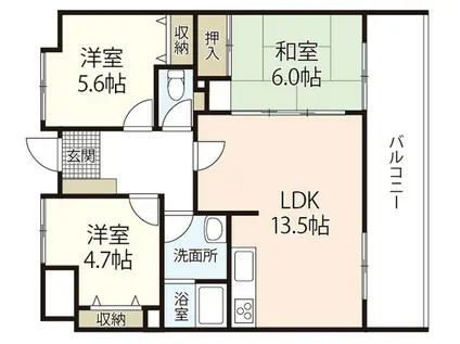 バルミーポート仁方(3LDK/9階)の間取り写真