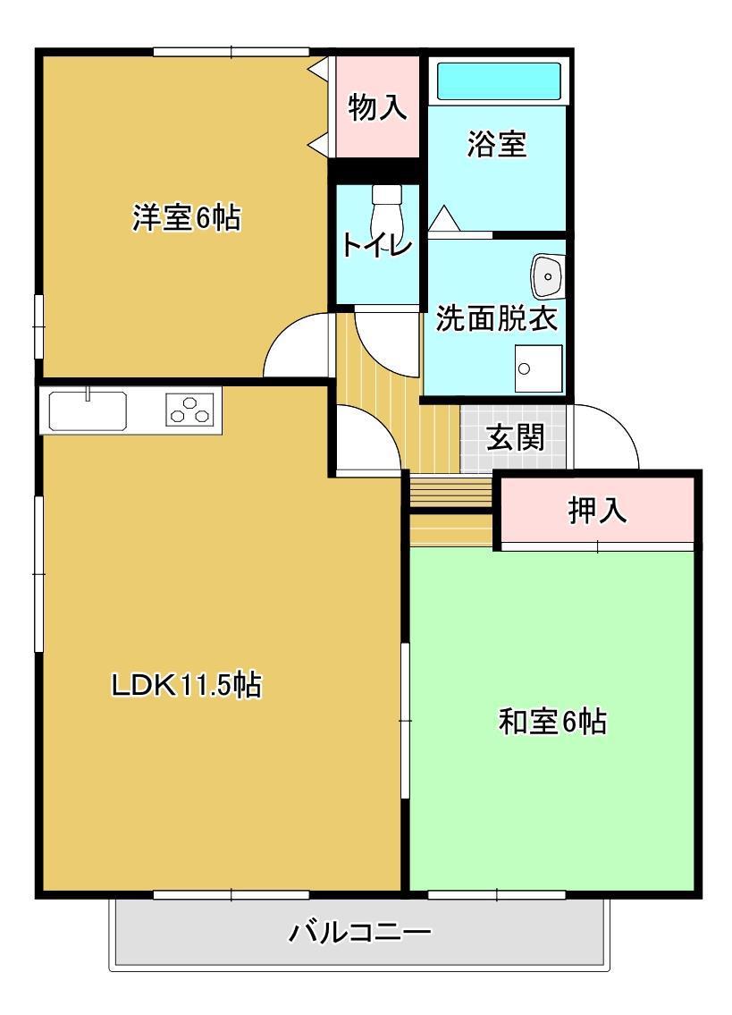 メモリアルパークA棟(2LDK/2階)の間取り写真