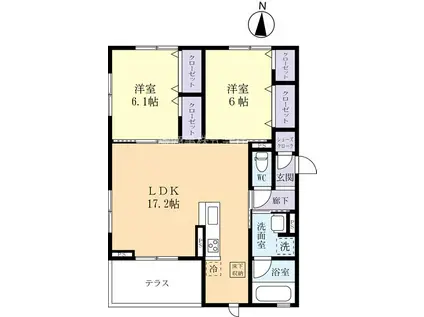 シェーンブルク(2LDK/1階)の間取り写真