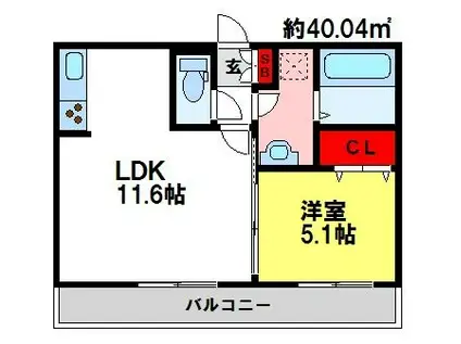 カーサステラII(1LDK/3階)の間取り写真