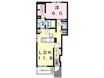 エミネンス B(1LDK/1階)の間取り写真