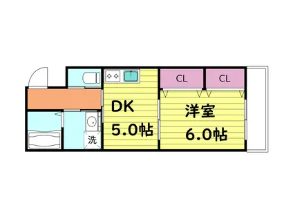 D.G.COURT(1DK/7階)の間取り写真