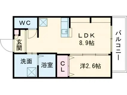 ジーイーオンズ(1LDK/1階)の間取り写真
