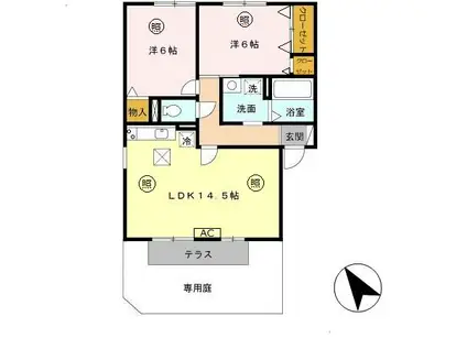 セリーヌヴィレッジ(2LDK/1階)の間取り写真