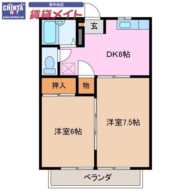 アクティブシティB(2DK/3階)の間取り写真