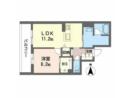 シャーメゾン ソルコート 上中条(1LDK/2階)の間取り写真