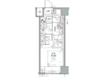 クレヴィスタ横浜関内II(1K/2階)の間取り写真