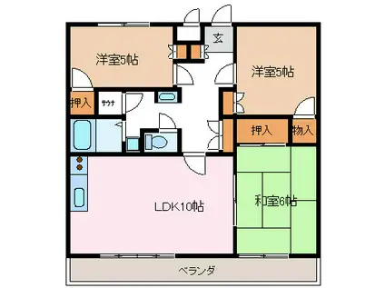 グランデ松本(3LDK/3階)の間取り写真