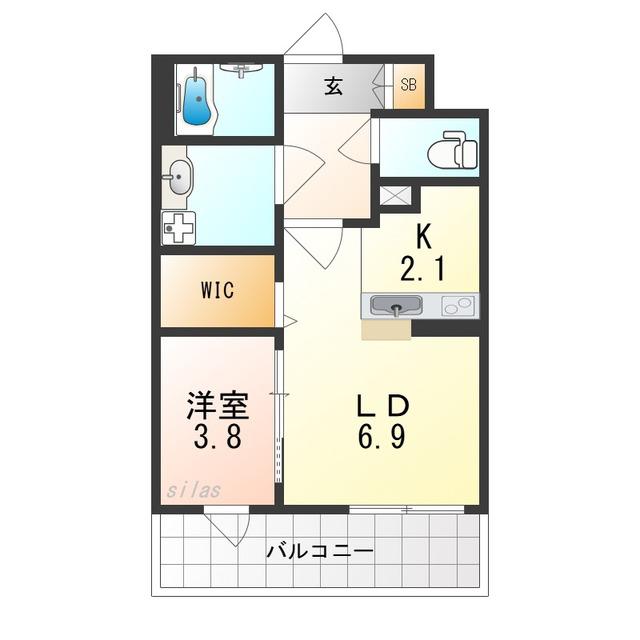 サザンクレスト高師浜(1LDK/3階)の間取り写真