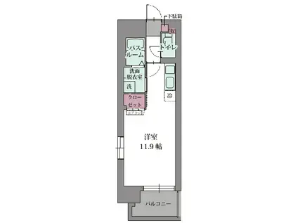 レジデンス吉野(ワンルーム/6階)の間取り写真