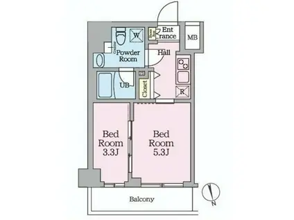 HY′S桜橋MIRAIS(2K/4階)の間取り写真