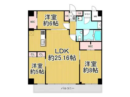プレジオ西宮北口(3LDK/5階)の間取り写真