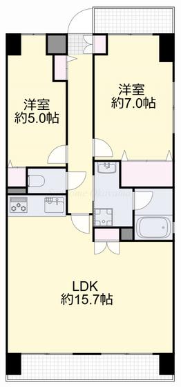 ル・サンク西市(2LDK/10階)の間取り写真