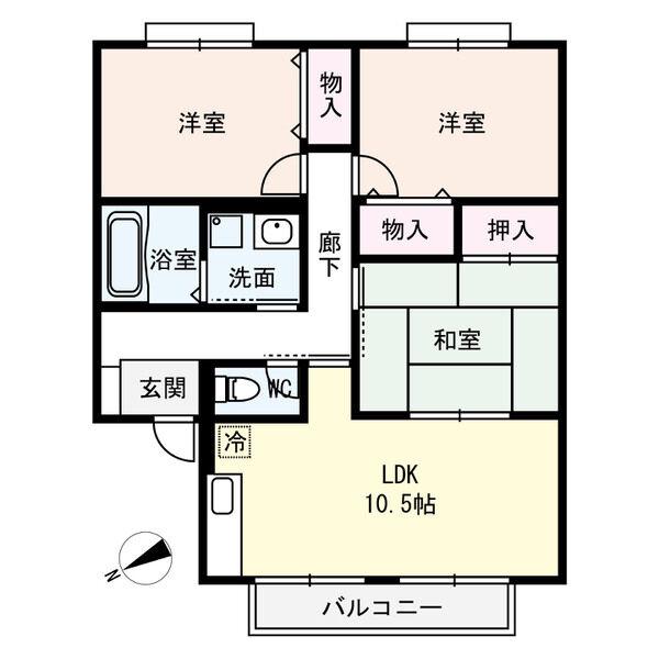 コーポヴェルディ(3LDK/1階)の間取り写真