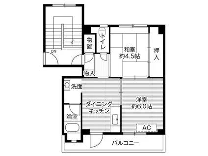 ビレッジハウス津沢1号棟(1LDK/5階)の間取り写真