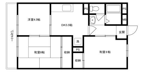 寺田ハイツ(3DK/3階)の間取り写真