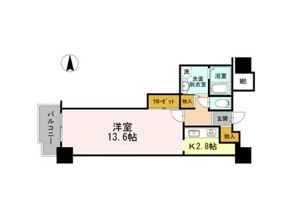品川シーサイドビュータワーI(1K/5階)の間取り写真