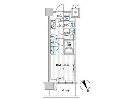 プレノ清澄庭園(1K/3階)の間取り写真