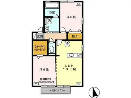 トータスB(2LDK/2階)の間取り写真