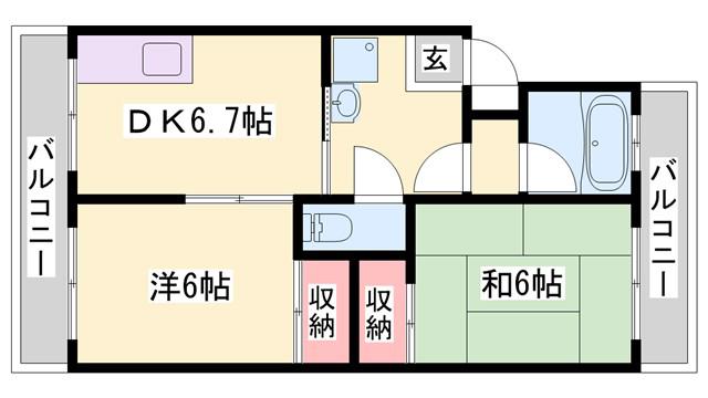 サンハイツ多井田(2DK/2階)の間取り写真