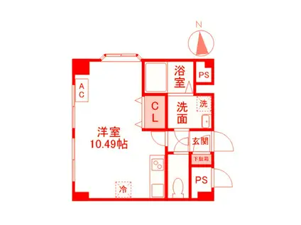 ライフピアモア元町(ワンルーム/2階)の間取り写真