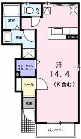 キャプリコートB(ワンルーム/1階)の間取り写真