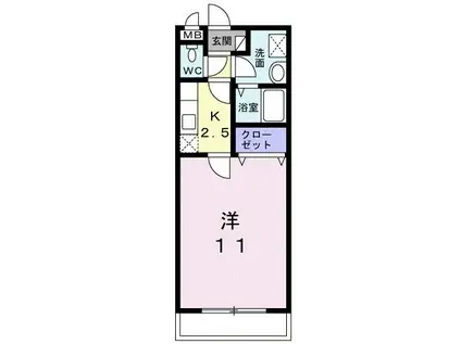 エレガントハウスC(1K/2階)の間取り写真
