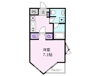 スリーベルマンションII(1K/1階)の間取り写真