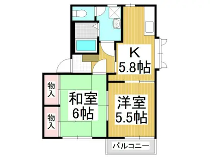 ベルメゾンおかざわ A(2K/2階)の間取り写真