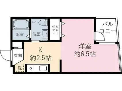 オークヒルズ(1K/2階)の間取り写真