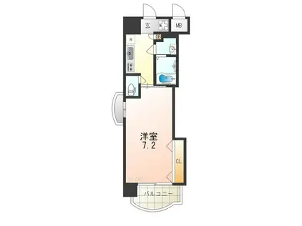 ラグゼ弁天町(1K/5階)の間取り写真