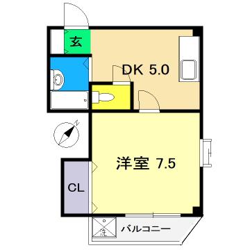 マンションターラ(1DK/4階)の間取り写真