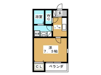 メッツァ葛西(1K/2階)の間取り写真