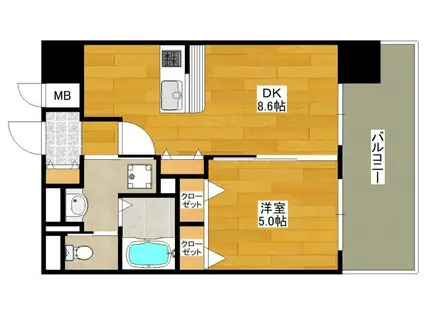 LUXE新大阪I(1DK/8階)の間取り写真