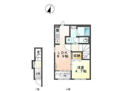 ブルーム テラス(1LDK/2階)の間取り写真
