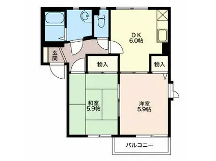 アルコバレーノI(2DK/1階)の間取り写真