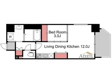 ラ・フォルム本町ウエスト(1LDK/3階)の間取り写真