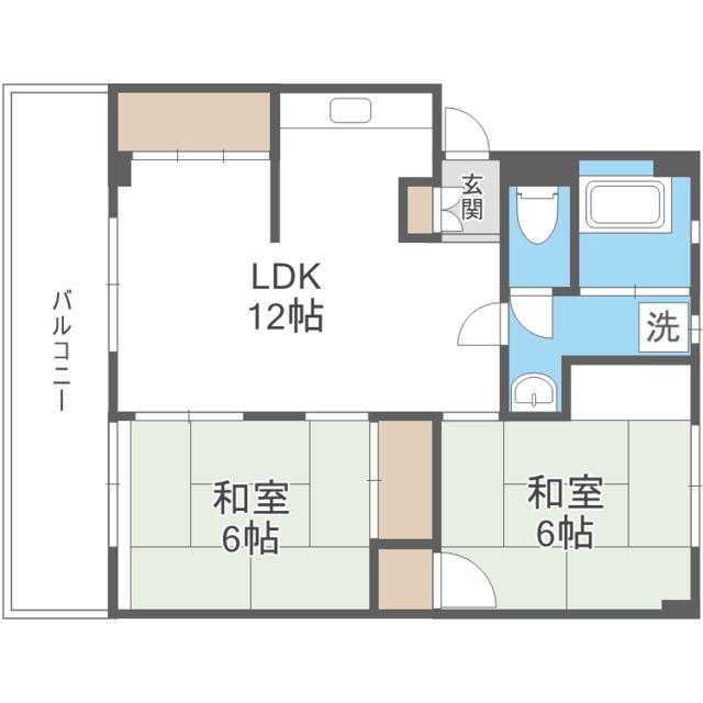 大神ビル(2LDK/5階)の間取り写真