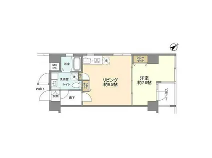 フォセット月島(1LDK/3階)の間取り写真