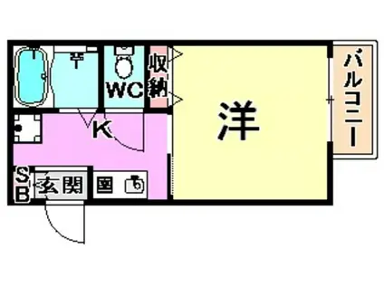 ブロスハイツ住吉本町(1K/2階)の間取り写真