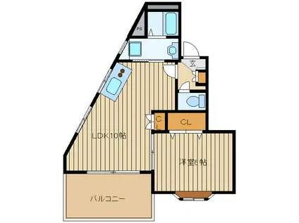 リベラル(1LDK/3階)の間取り写真