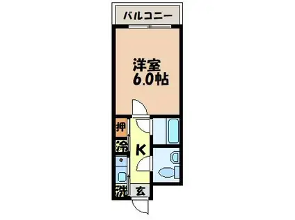 エステートモア平和公園(1K/6階)の間取り写真